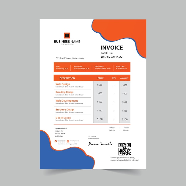 minimale Rechnung Vorlage Vektor-Design