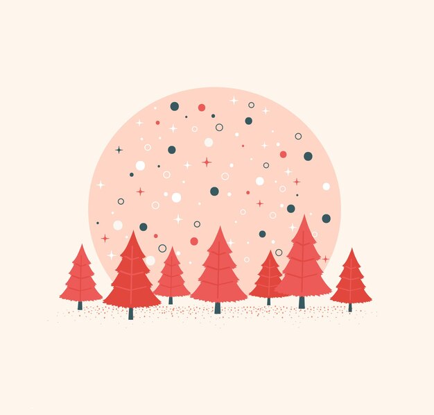 Vektor minimale rote weihnachtsbaum-hintergrundvektorillustration