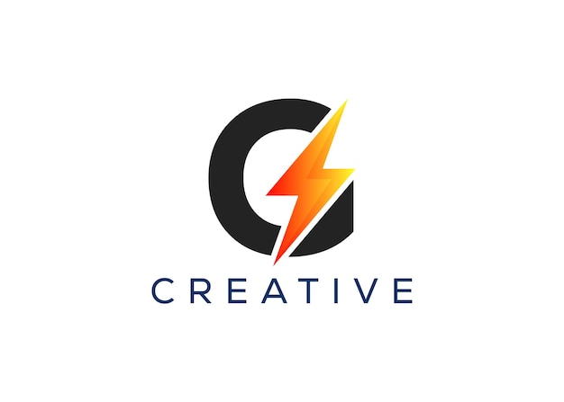 Minimale und professionelle Vorlage für den Logo-Design von Letter G thunder