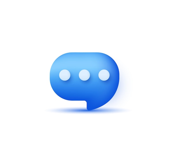 Minimaler 3D-Chat-Bubble, isoliert auf blauem Hintergrund