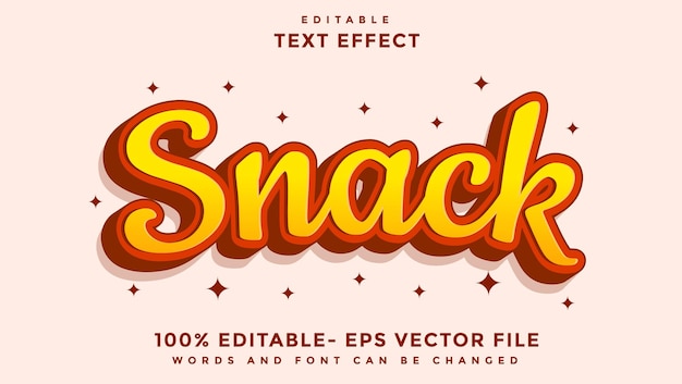 Vektor minimaler 3d-wort-snack bearbeitbarer texteffekt-designeffekt im grafikstil gespeichert