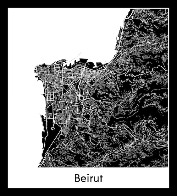 Minimaler Stadtplan von Beirut (Libanon, Asien)