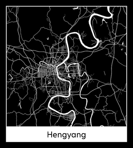 Minimaler stadtplan von hengyang (china, asien)