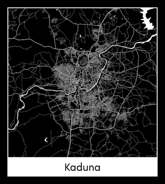 Minimaler stadtplan von kaduna (nigeria, afrika)