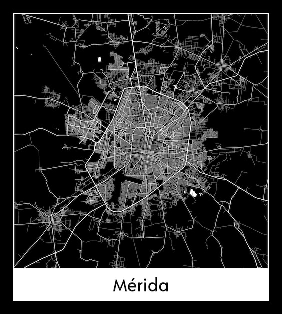 Minimaler stadtplan von merida mexiko nordamerika