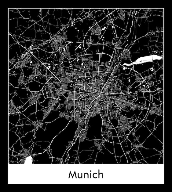 Minimaler stadtplan von münchen (deutschland, europa)