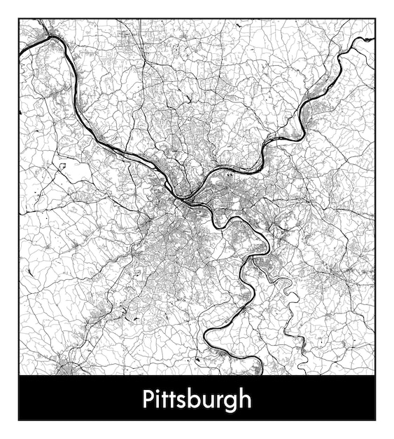 Minimaler Stadtplan von Pittsburgh (Vereinigte Staaten, Nordamerika)