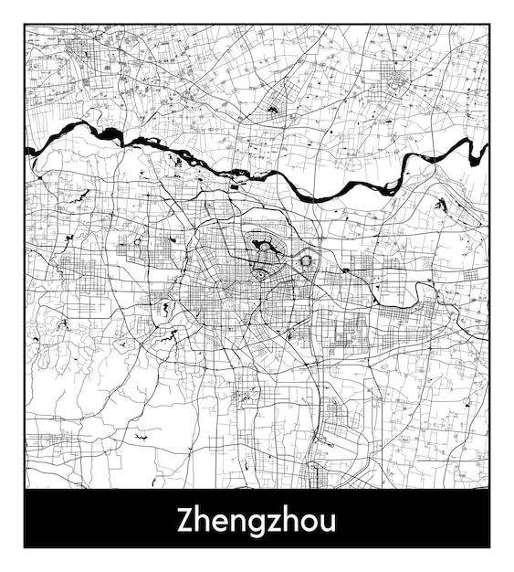 Minimaler stadtplan von zhengzhou (china, asien)
