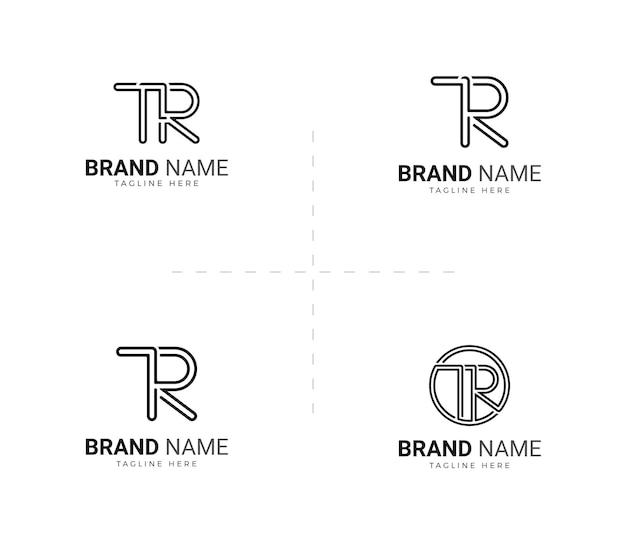 Vektor minimales anfängliches tr-buchstabenbündel oder abstrakte monogramm-rt-logo-designvorlage