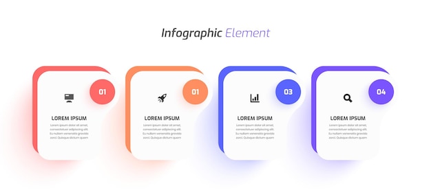 Minimales business-infografik-vorlagendesign mit abstraktem etikettensymbol und 4 nummern für die präsentation