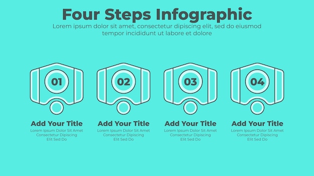 Minimales design 4 schritte oder optionen infografik-präsentationsvorlage für unternehmen