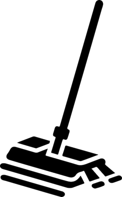Vektor minimales fußbodenmopp-symbol flache illustration schwarze farbe silhouette weißer hintergrund 9