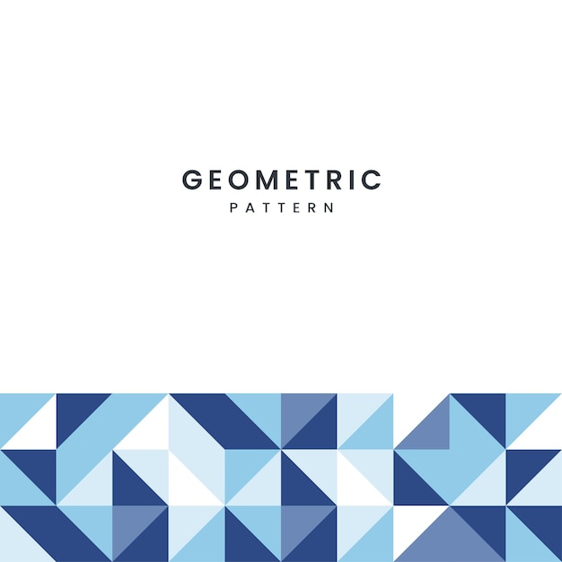 Minimales geometrisches mosaik-texturdesign auf blauem gewirr formt hintergrund mit geometrischem text