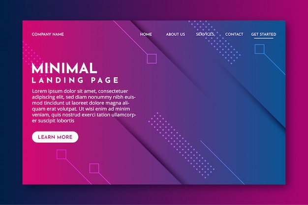 Vektor minimales landingpage-design