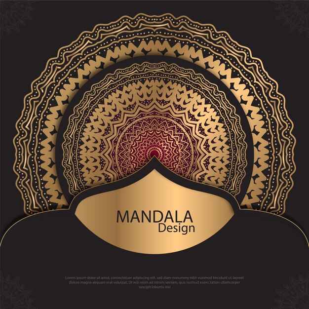 Vektor minimales mandala-design runder luxus-design goldener pinseltext