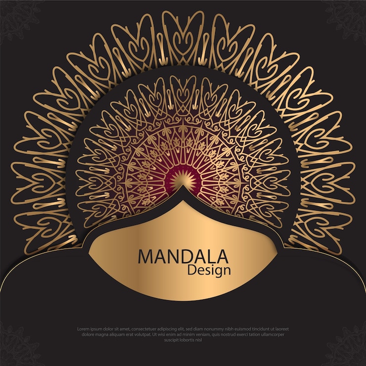 Vektor minimales mandala-design runder luxus-design goldener pinseltext