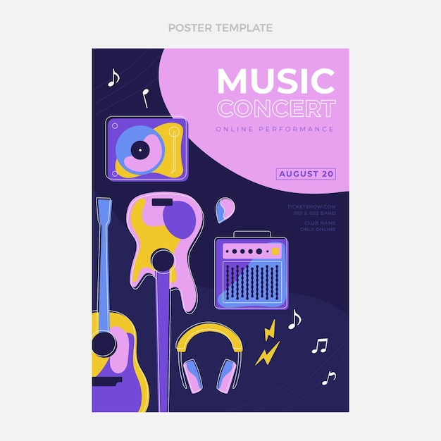 Minimales musikfestivalplakat des flachen designs