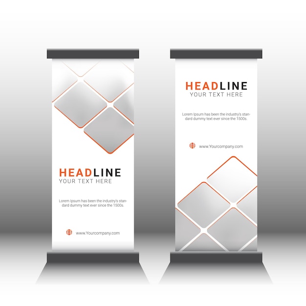 Minimales Roll-up-Banner-Design mit Orange und Weiß