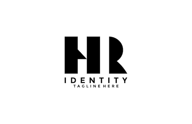 Minimalismus initial hr logogram design vector