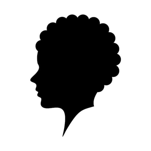 Minimalist, Frau, Mit, Afro, Frisur, Silhouette, Vektor, Illustration