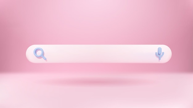 Minimalistische 3d-suchleiste mit rosa hintergrund