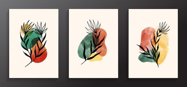 Minimalistische abstrakte Formen mit Blätterhintergrund