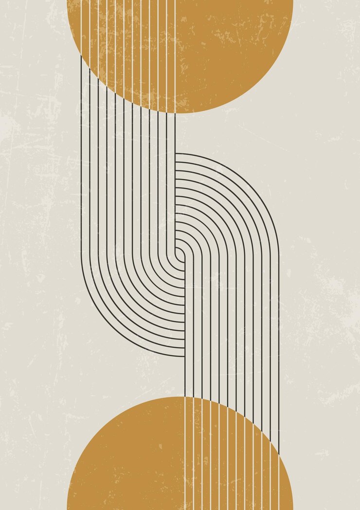 Vektor minimalistische abstrakte geometrische posterlinien und halbmonde