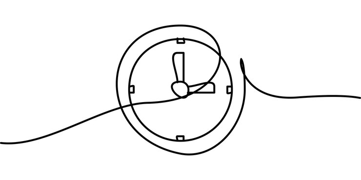 Vektor minimalistische ein-linien-zeichnung einer uhr