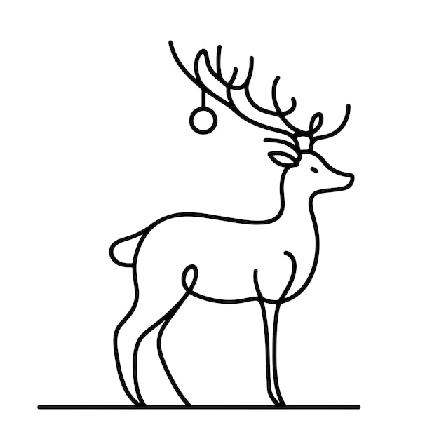 Minimalistische einzeilige Rentier Hirsch oder Cervus elaphus Icon Vektorillustration freie einzelne Zeile