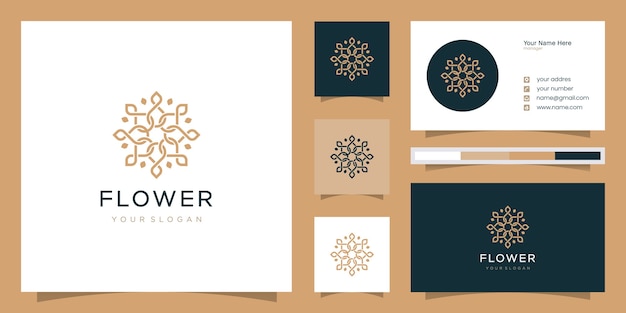 Minimalistische elegante Blumenrose für Schönheit, Kosmetik, Yoga und Spa. Logo und Visitenkarte
