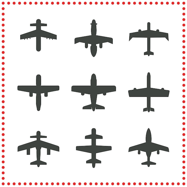Minimalistische Flugzeugsilhouetten Vektorkunst für Luftfahrt- und Reisethemen