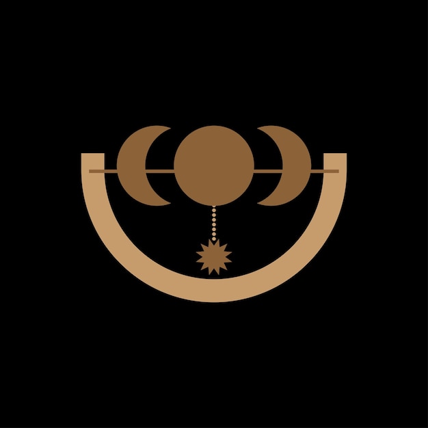 Minimalistische gold-grafikform-silhouette isoliert auf schwarzem plakatkarten-vorlagenmuster-hintergrund