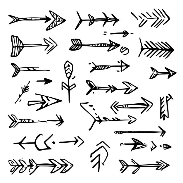 Minimalistische handgezeichnete Pfeile-Sammlung im Sketch-Stil