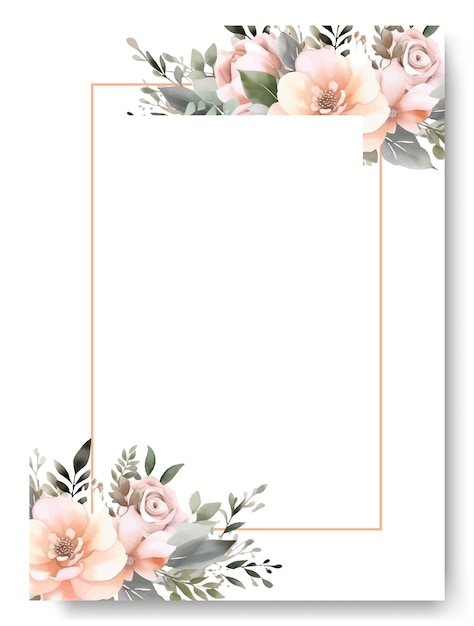Minimalistische Hochzeitskartenvorlage mit nackter Nelken-Wasserfarbe