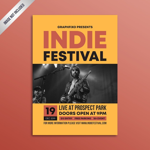 Minimalistische indie rockmusik festival plakat vorlage