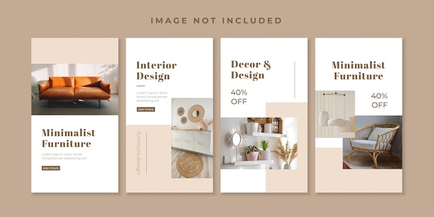 Minimalistische instagram-story-vorlage für den innenbereich
