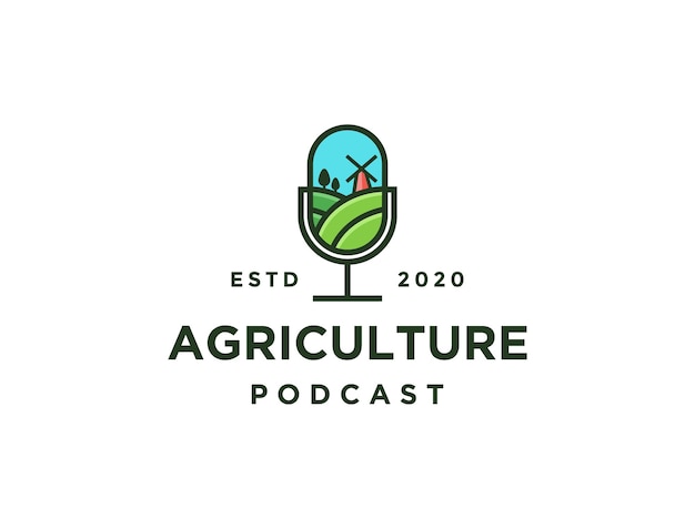 Minimalistische landwirtschaft podcast logo vorlage