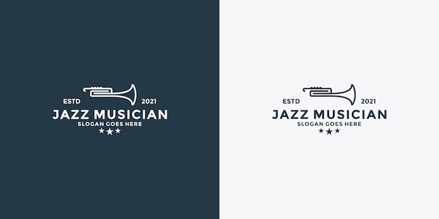 Minimalistische linienkunst saxophon jazzmusik vintage-stil logo-design