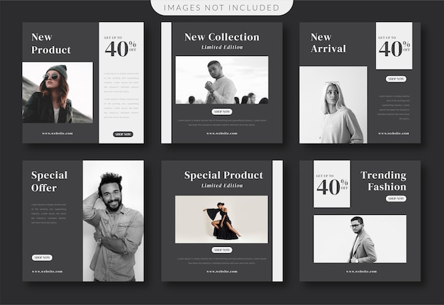Minimalistische mode-social-media-vorlage in schwarzweiß