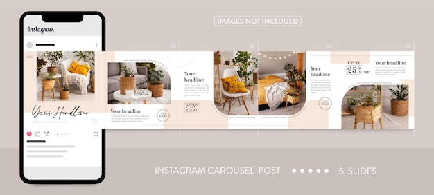 Minimalistische möbel instagram carousel post template