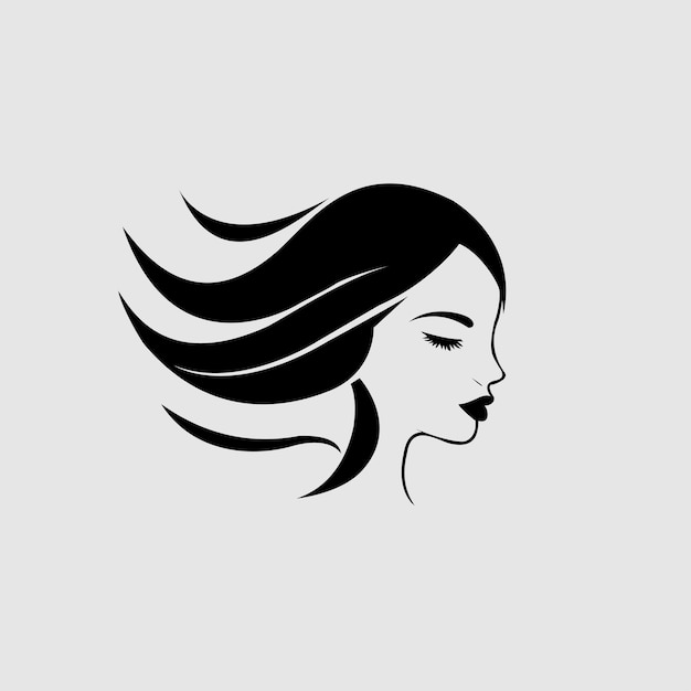 Minimalistische monochromatische Frauenprofil-Illustration