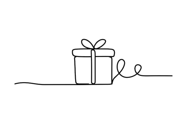 Minimalistische OneLine-Geschenkbox-Illustration Kontinuierliche Linienkunst mit Bogen-Abstrakt-Vektordesign
