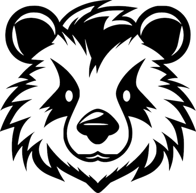Vektor minimalistische und einfache silhouette-vektorillustration von panda