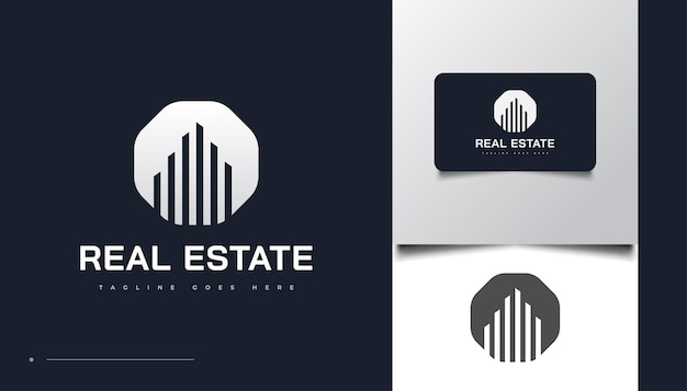 Minimalistische und saubere immobilien-logo-design-vorlage. bau-, architektur- oder gebäudelogo-designvorlage