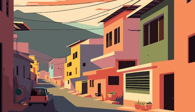 Minimalistische vektorgrafik brasilianische favela-landschaft