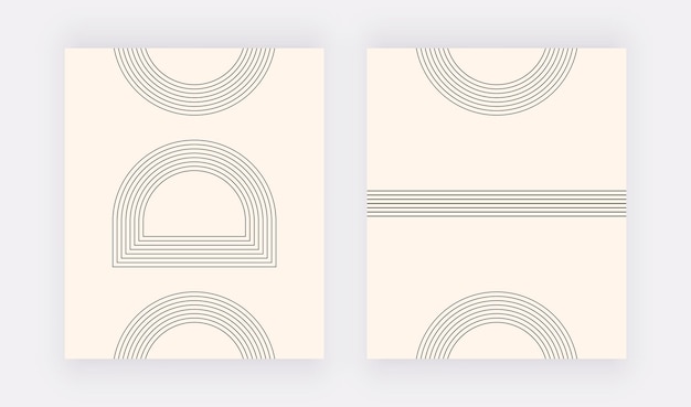 Minimalistische wandkunstdrucke mit schwarzen geometrischen linien