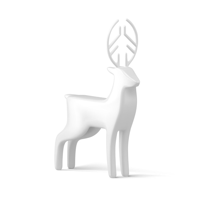 Vektor minimalistische weihnachtsstatue weiße elegante gehörnte hirsche für weihnachtsmann festlichen dekor 3d-vektor