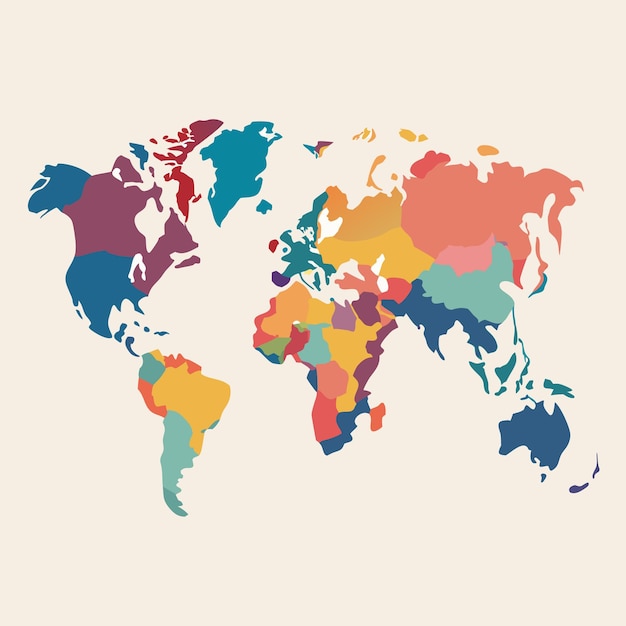 Minimalistische Weltkarte Silhouette Detaillierte globale Karte Schwarz-Weiß Vektorgeographische Umrisse Simp