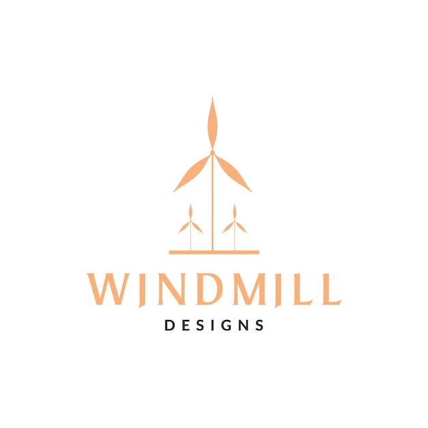 Minimalistische windmühle im freien logo design vektorgrafik symbol symbol zeichen illustration kreative idee