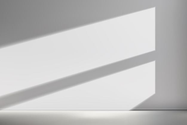 Minimalistische zusammensetzung von licht und schatten auf einer weißen wand